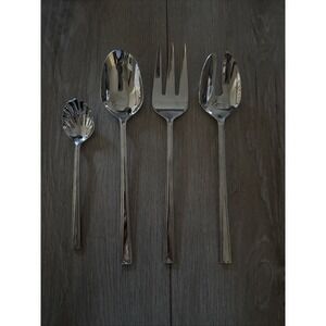 4 PCs ONEIDA SAVORY 18/10 STAINLESS STEEL PIERCED SERVING SPOON & COLD MEAT FORK